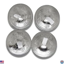 Brass Finger Zills Cymbals for Belly Dance - 2 Pairs with Elastic Loops - Silver