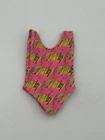 Barbie Doll Geometric Vintage 80s 90s Swim Suit Pink Green