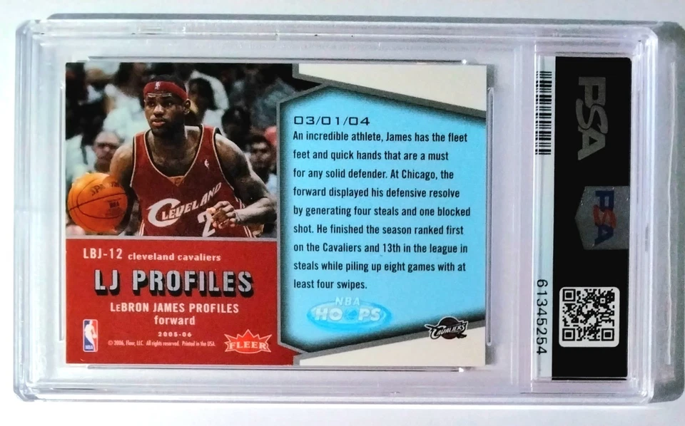 LEBRON JAMES * PSA 9 MINT * 2005-06 Fleer NBA Hoops LJ Profiles #LBJ12 - Image 4 of 4