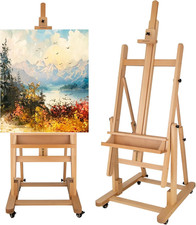 Extra Large H-Frame Studio Easel, Solid Beechwood Artist Easel with Storage Tray