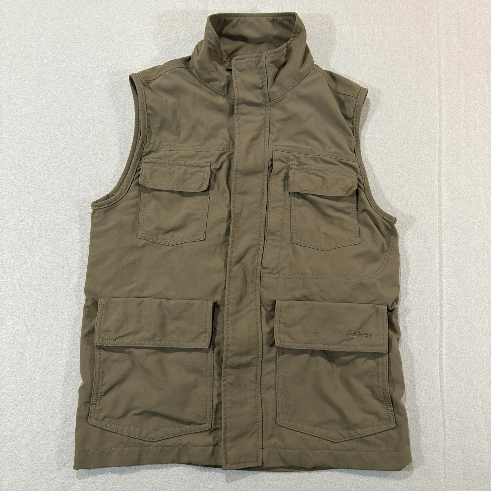 Rohan Field Vest Mens Small Green Sleeveless Gilet Outdoor Utility Cargo