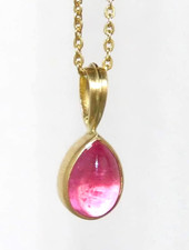 Rosa Turmalin Anhänger aus 750 Gold, Tropfenanhänger, Schmuck vom Goldschmied