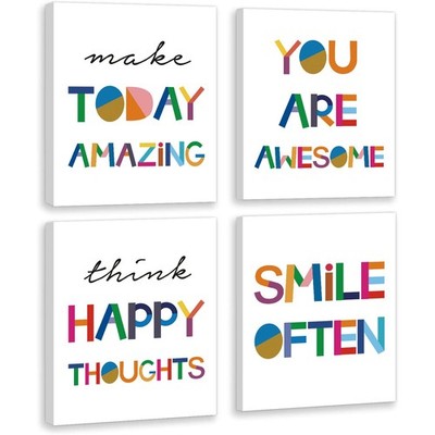 Watercolor Words Inspirational Quote Art Print, Set of 4 Pieces (8X10inch) Ca...