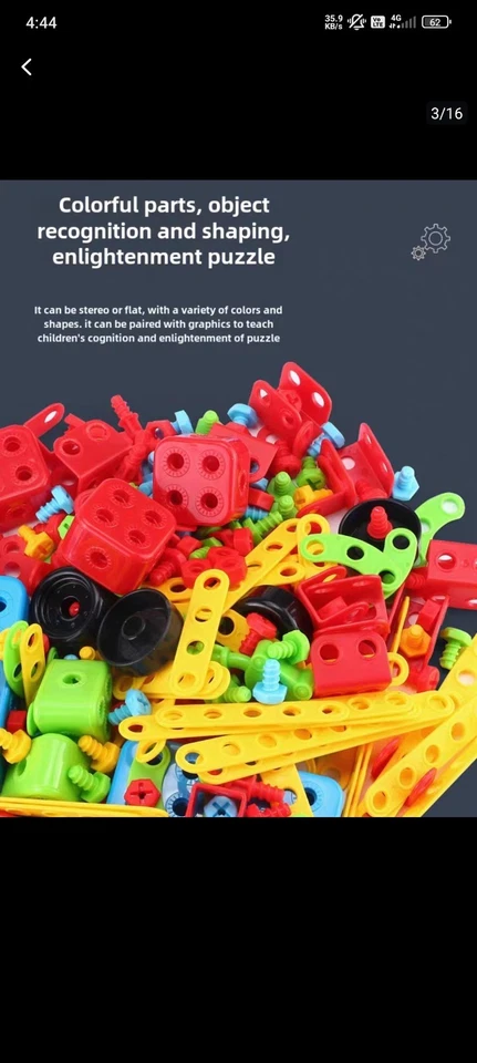 Puzzle Children's Screw Assembly and Disassembly Assembly Tool Box Electric - Image 3 of 4