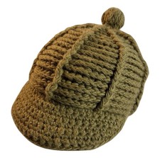 Burton Chunky Knit Visor Beanie Pom Cap Olive Green Winter Hat Unisex One Size