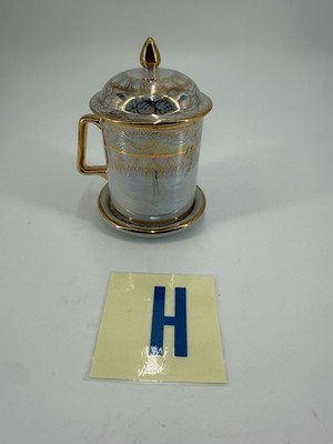 Thai Porcelain Benjarong Tea/ Coffee Cup with Lid And Saucer Hand Painted 5 
