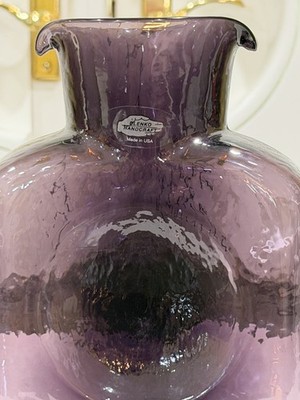 BLENKO OUTSTANDING AMETHYST PURPLE WATER BOTTLE 384 VINTAGE SIGNED WALTER BLENKO