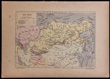 1890ca - Carta Antica Asia Russa - Incisione Antica