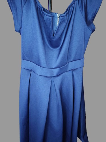 Navy Split Neck Flared Skater Dress - size XL