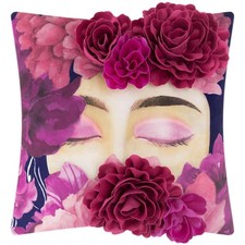 Hot Pink Flower Throw Pillow Cover Decorative Floral Accent Pillow Case Velve...