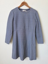 NWT Tory Burch Corinne Dress Womens Medium Ivory Midnight Navy Gemini Print 
