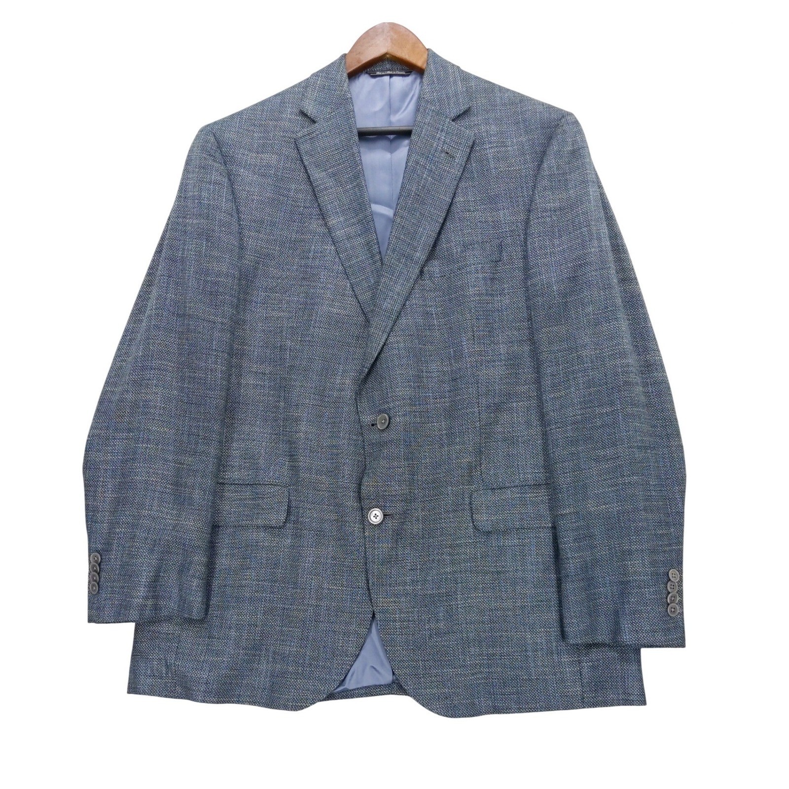 Jack Victor Sport Coat Mens 44R Blue Viscose Bamboo Italian Fabric Blazer
