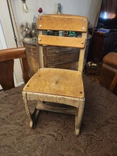  Vintage/Antique Envoy Wood and Metal Kids School Chair. Rusty, Worn.