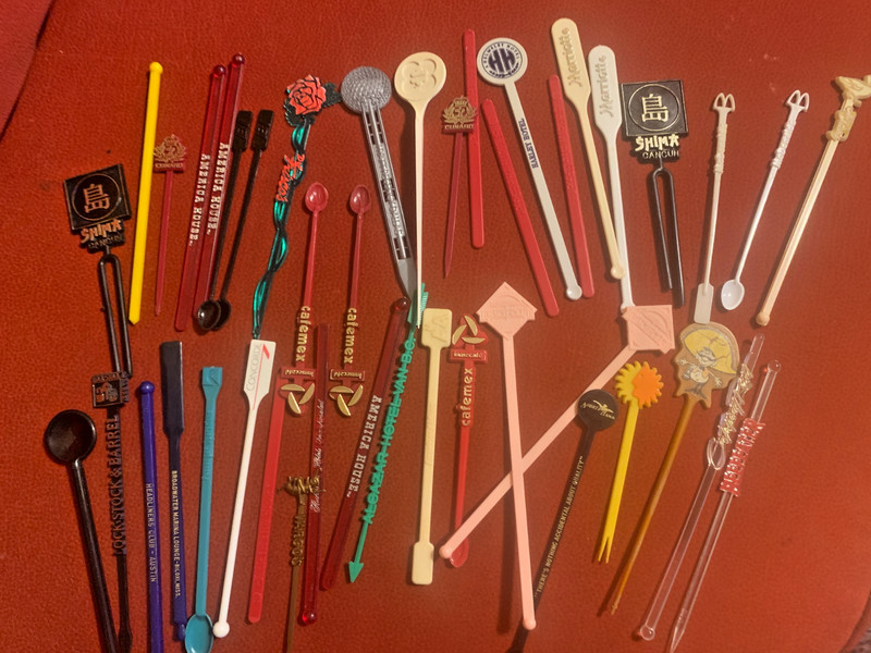 Lot Of 43 Vintage Rare Swizzle Sticks Drink Stirs