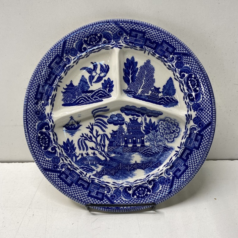 Made In Japan Blue Willow Pattern Divided Grill Dinnerware Tableware Plate
