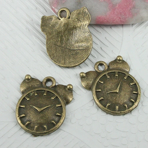 10pcs antiqued bronze color alarm clock charms EF0605 - Image 1 of 1