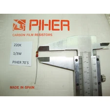 VINTAGE PIHER RESISTOR. 1/4W 220K 5% 2 PC NEW 1970 ́S RC1342