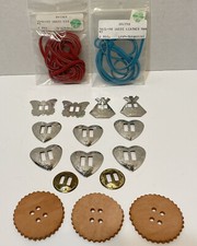 Mixed Lot 16 Craft Suede Leather Straps Silver Button Accents Leather Buttons