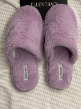 Women  s Slippers Size L 9 ELLEN TRACY Faux Fur Lined Mule Slippers Lilac