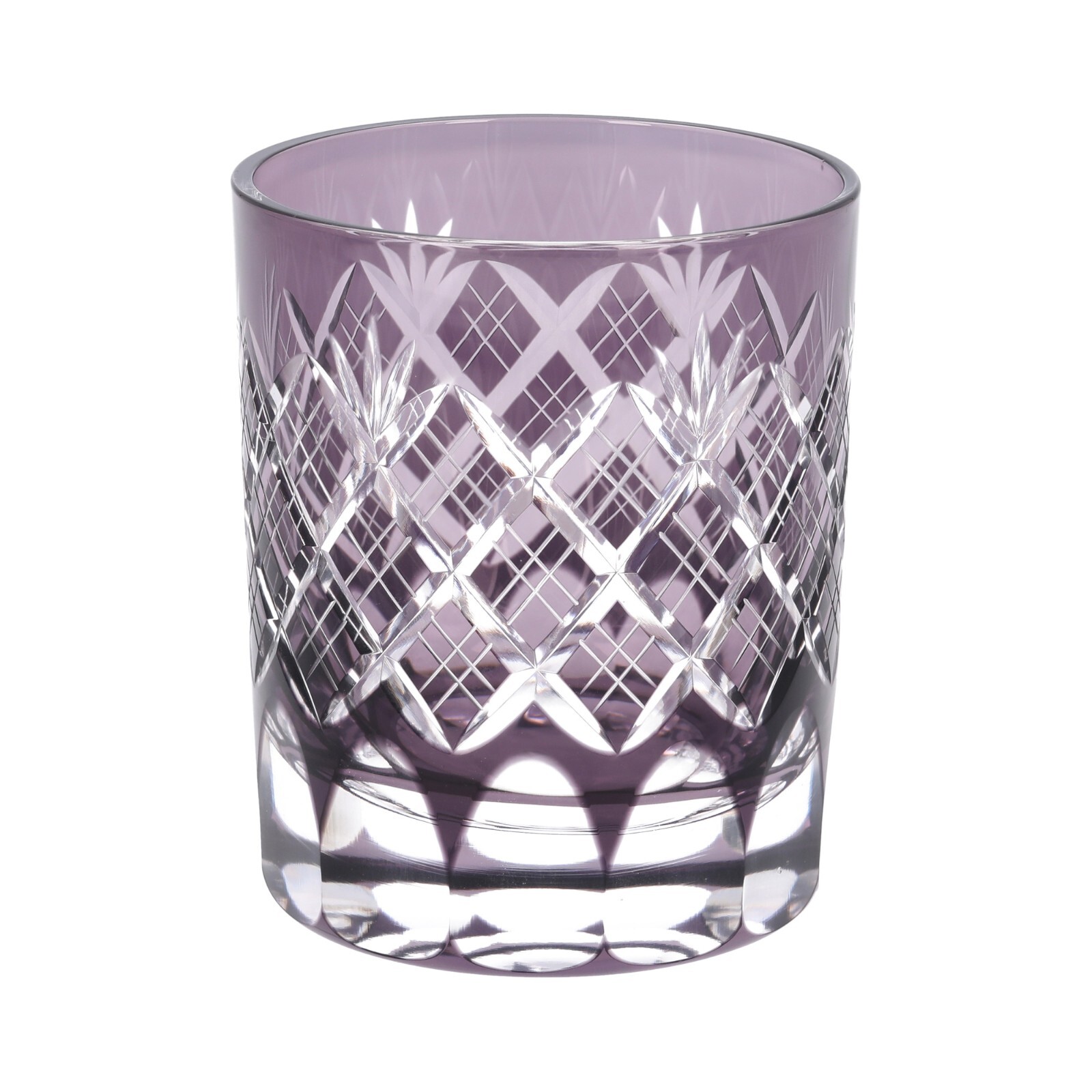 Edo Kiriko Japanese Cut Glass -Purple Whiskey Rock Glass  Gift Box Made in Japan