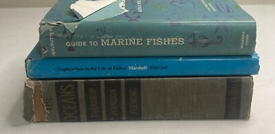 Lot Of 3 HC Books About Fishes: Guide To Marine Fishes, Explorations In The Life