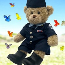 Build A Bear Military Bear W/Uniform Pant, Shirt, Jacket Tie, Boots, Hat 18"