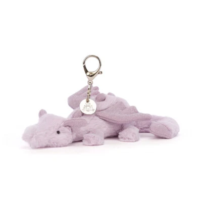 WIE GEZEIGT Jell-ycat Lavender Dragon Bag Charm Keyring Little Soft Plush Toy - NEW