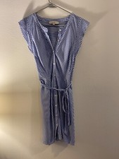 Ann Taylor LOFT Dress Blue White Stripes Size 8
