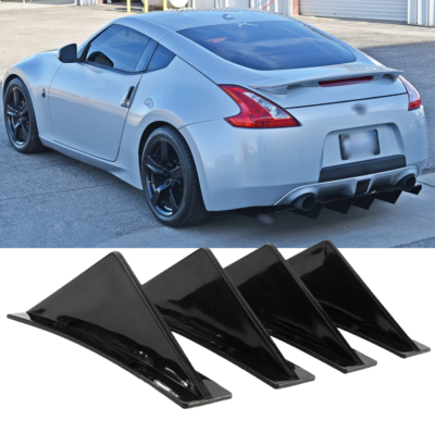 Black Rear Bumper Diffuser Shark 4Fins Spoiler Lip Splitter For Black Rear Bumper Diffuser Shark 4Fins Spoiler Lip Splitter For