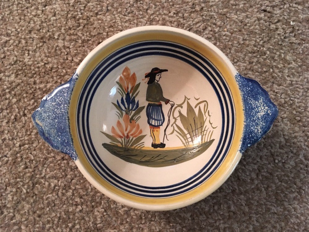 Henriot Quimper France 88- 1940's French Peasant Man Hand Paitned