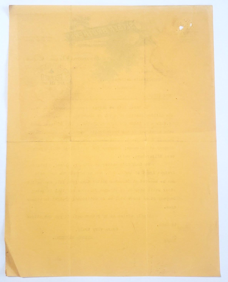 1916 Letter, Sliger Brothers, Rough Lumber, Huntington, West Virginia ...