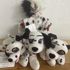 Disney 101 Dalmatians Bean Bag Stuffed Plush Lot Of 4 Lucky, Jewel, Cruella