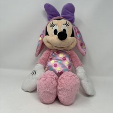 Disney Minnie Mouse Pink Easter Bunny 18" Plush Just Play Polka Dot Adorable VGC