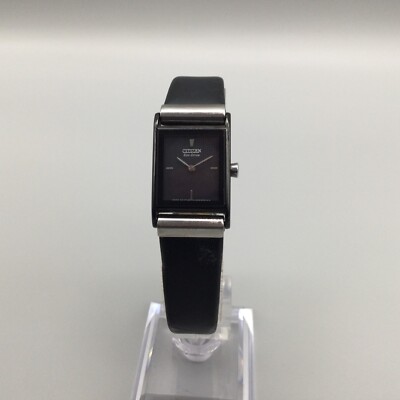 Citizen Eco Drive Tank Watch Women 17mm Silver Tone Black Citizen Eco Drive Tank Watch Women 17mm Silver Tone Black