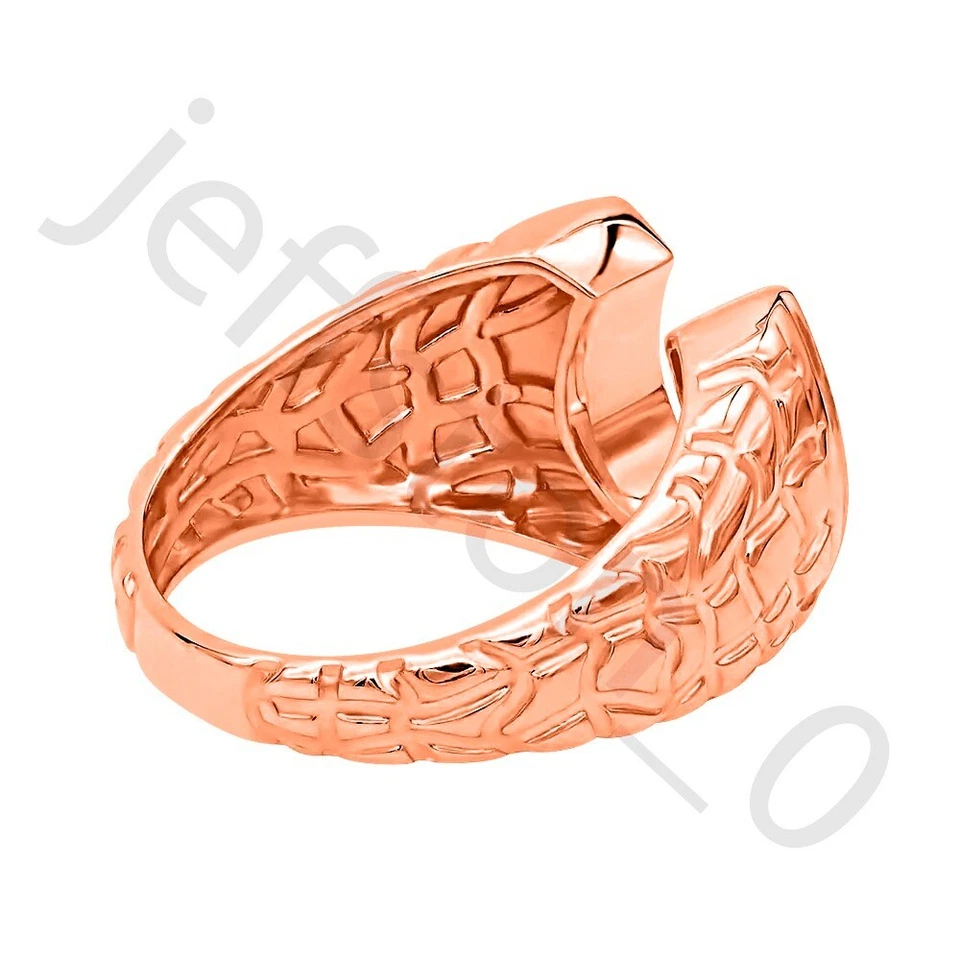 Anillo de herradura enchapado en oro rosa de 14 quilates rubí creado en laboratorio de 0,50 quilates para hombre Foto 3 de 4