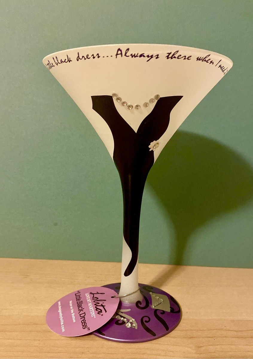 LOLITA "LITTLE BLACK DRESS" HAND PAINTED MARTINI GLASS w/ Recipe NO BOX 7  oz | eBay