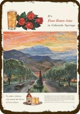 1955 FOUR ROSES Whisky & PIKES PEAK Vintage-Look *DECORATIVE REPLICA METAL SIGN*