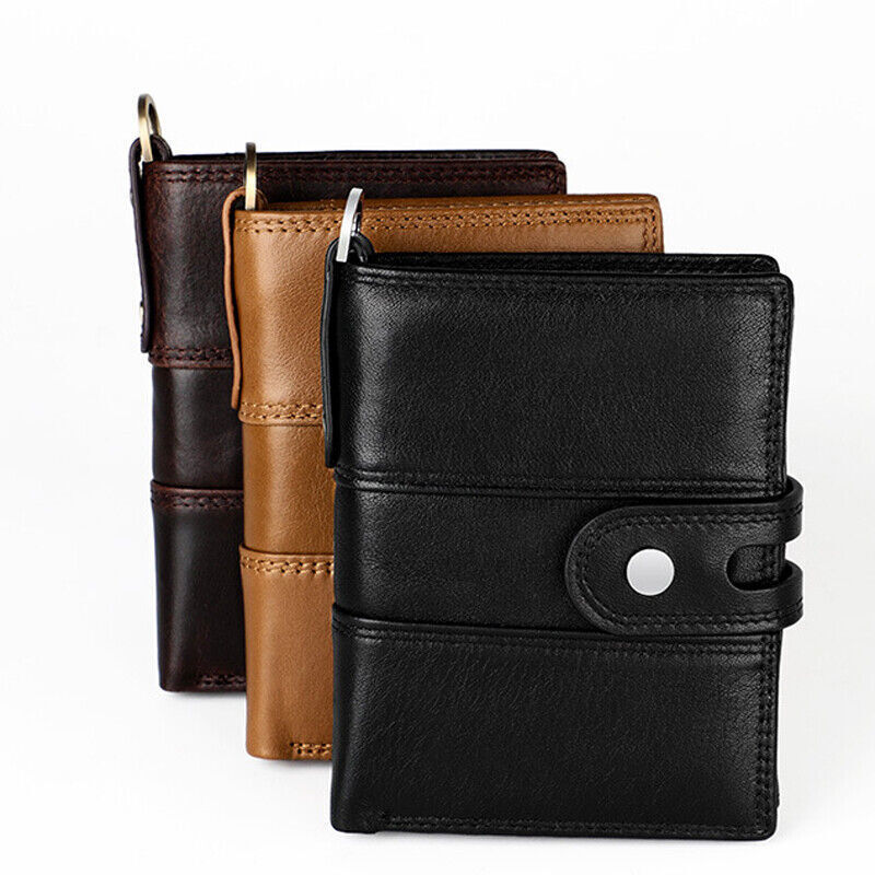 Genuine Leather Men Billfold Wallet RFID Blocking Multi-card Holder Coin  Purse E