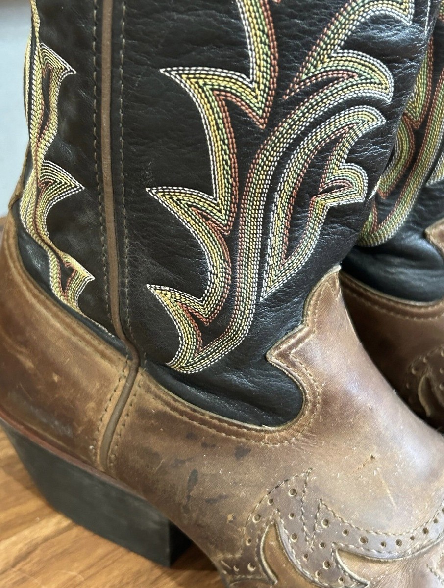 Tony Lama Men\'s RR1002 Buckaroo Western Work Boots Leather Gold Stitching Sz 10 Tony Lama Men main image 3
