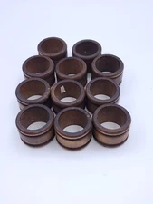 Vintage Round Wood Ribbed Napkin Rings Set Of 12  Modern 50s/60s  VG