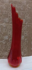 Original L.E. Smith Amberina Swung Vase, 17", Exc