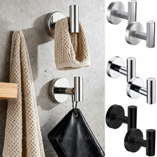 2x Bathroom Towel Robe Coat Hook Stainless Steel Wall Mounted Hooks Door Hanger