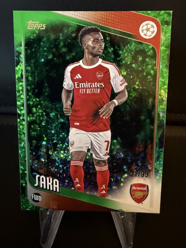Topps Chrome 2026 Bukayo Saka UEFA Champions League #12 Green Sandglitter /99