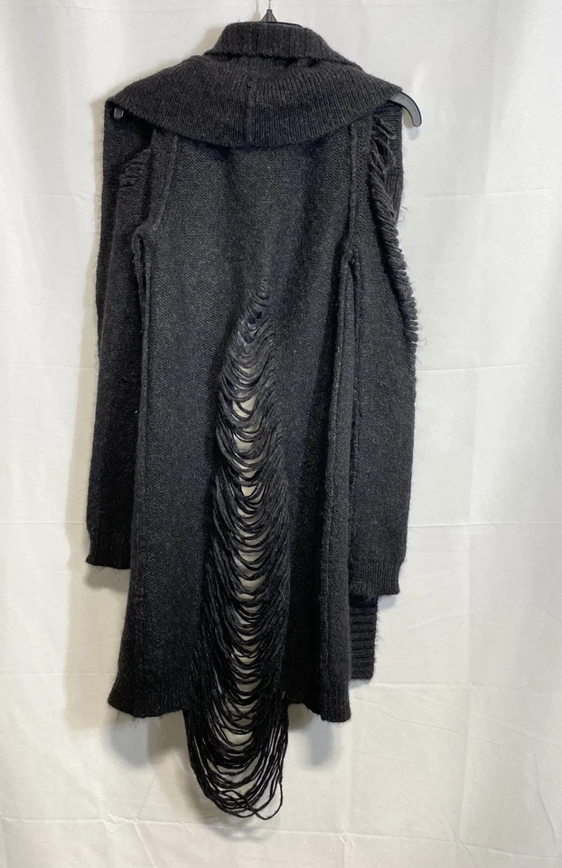 All Saints Dama 木炭羊驼美利奴羊毛环条纹开衫女式 US 2 — 第 2/4 张图片