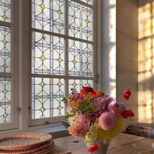 3D Stained Glass Window Film, Decorative Window Privacy Film for Bathroom,Fro...