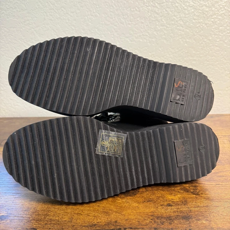 Nicole Miller Leather Combat Lace Up Boots Faux Fur Women's Mid Calf Sz. 9 - Image 2 of 4