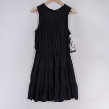 Simply Vera Vera Wang Dress Large Black Flowy Tiered Smocked Sleeveless New