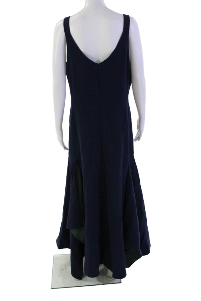 BCBG Max Azria Runway Womens V Neck A Line Lila Dress Navy Blue Size Large - Image 3 of 4