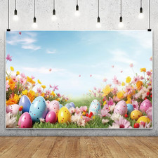 7X5Ft Easter Eggs Backdrop for Photography Spring Flowers Photo Backdrop Backgro