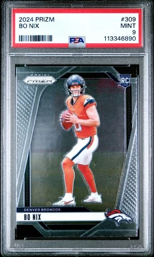 2024 Panini Prizm #309 Bo Nix PSA 9 Rookie RC Broncos MINT